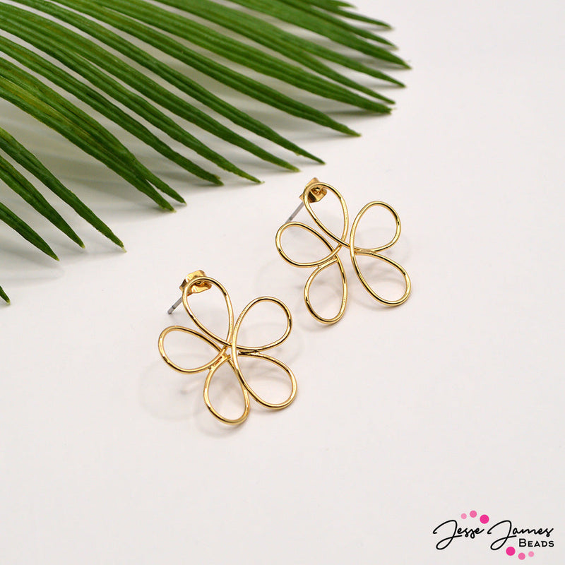 Wrap Around Flower Findings in Gold