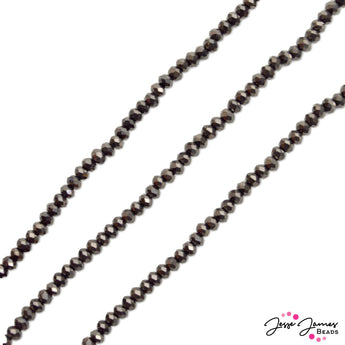 Thunder Polish Glass Strand 3x2mm in Coal Rush