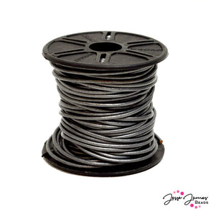 1MM Round Metallic Grey Leather Cord