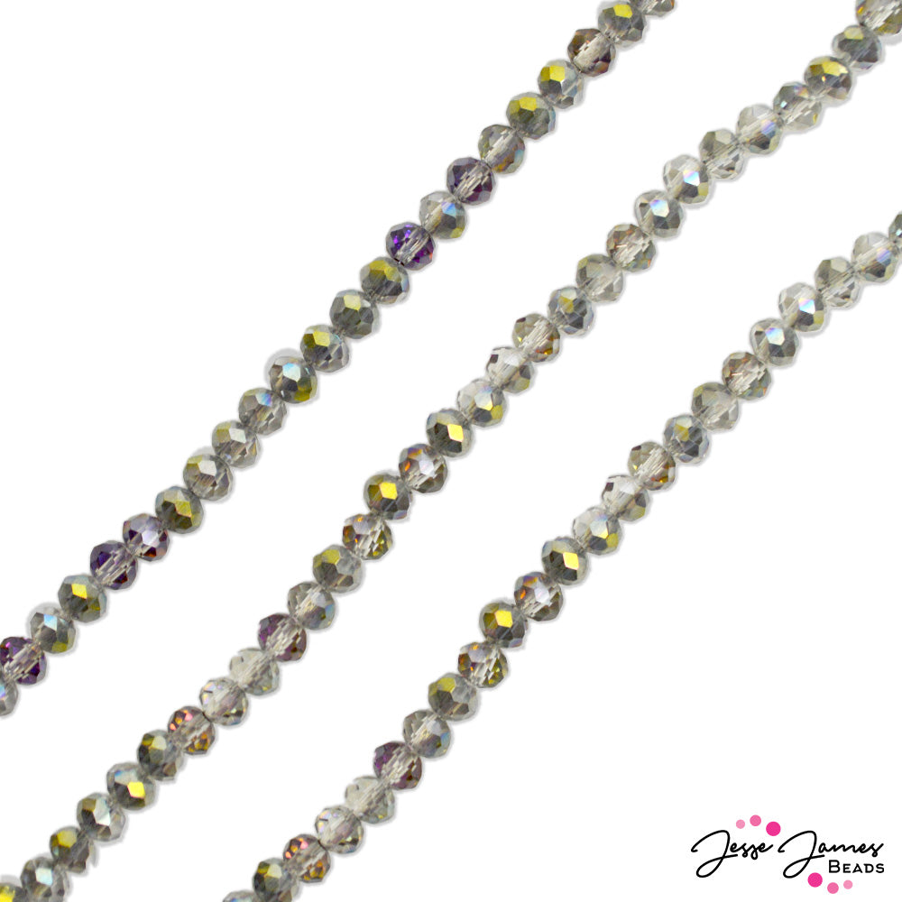 Thunder Polish Glass Strand 4x3mm in Ghostly Crystal