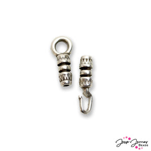 2mm Crimp Hook & Loop Clasp in Antique Silver