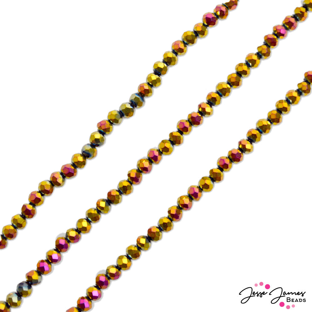 Thunder Polish Glass Strand 4x3mm in Scorched Sun
