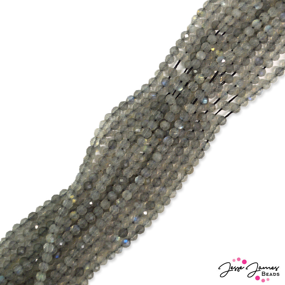 3mm Stone Bead Strand in Labradorite