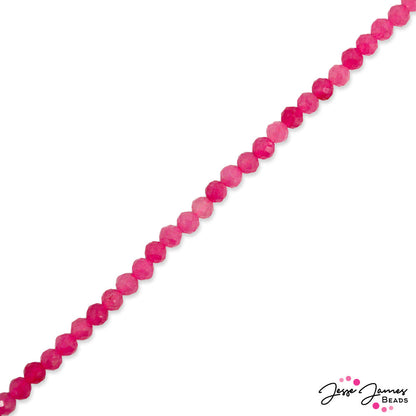 4mm Stone Bead Strand in Hot Pink Highway