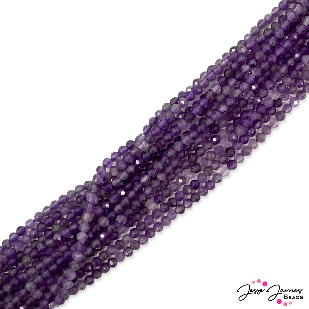 3mm Stone Bead Strand in Purple Amethyst
