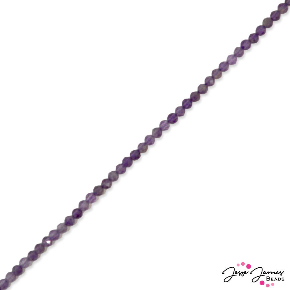 3mm Stone Bead Strand in Purple Amethyst