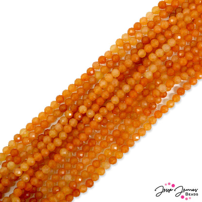 4mm Stone Bead Strand in Sunrise Carnelian