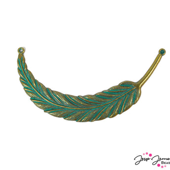 Large Patina Feather Connector