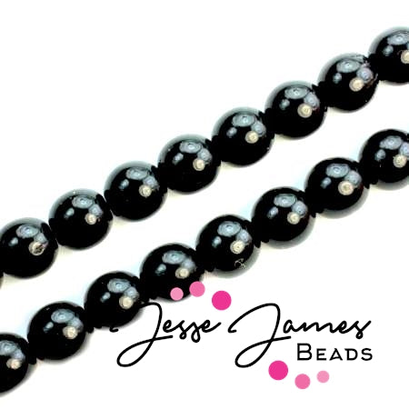 Black Jet Czech Druk Beads 8mm 50 pieces