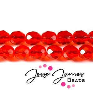 Red Hyacinth Czech Fire Polish Beads 8mm 50 pieces