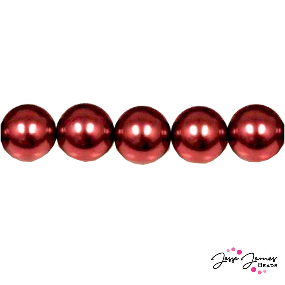 Red Garnet Czech Pearl Beads 8mm 50 pieces