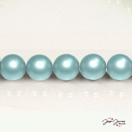Czech Pearl Beads Matte Aqua 8mm