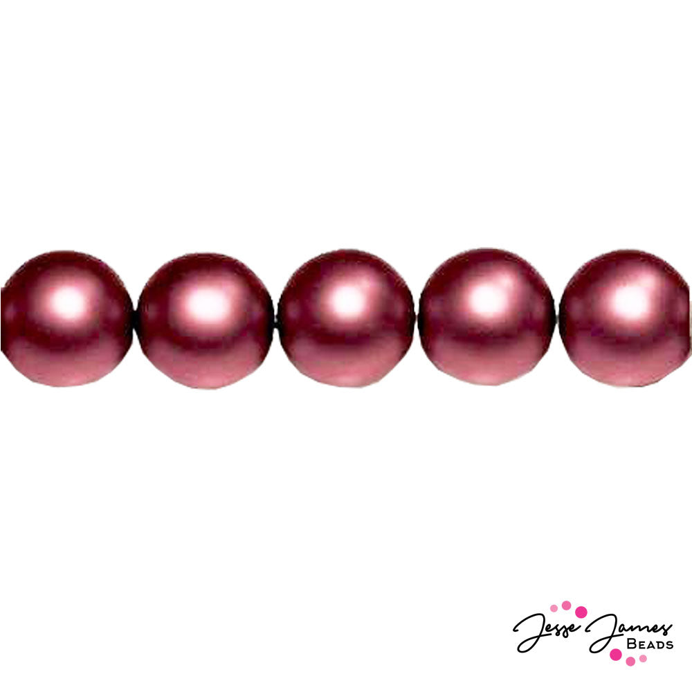 Red Garnet Czech Pearl Beads Matte 8mm 50 pieces