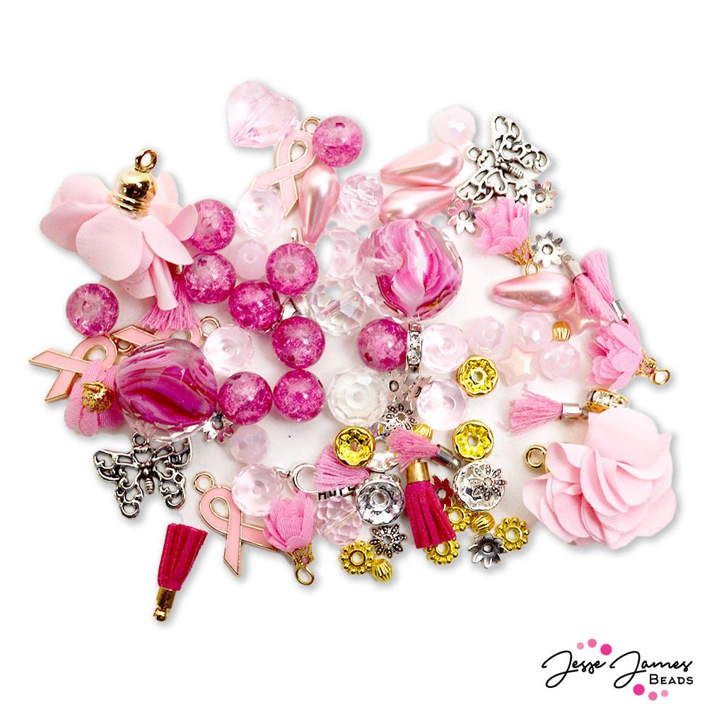 We Bead Pink BCA Awareness Bead Mix