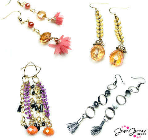 Earrings made with beads from the Sunset Goddess Bead mix.