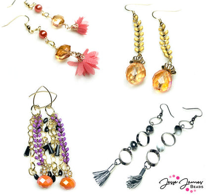 Earrings made with beads from the Sunset Goddess Bead mix.