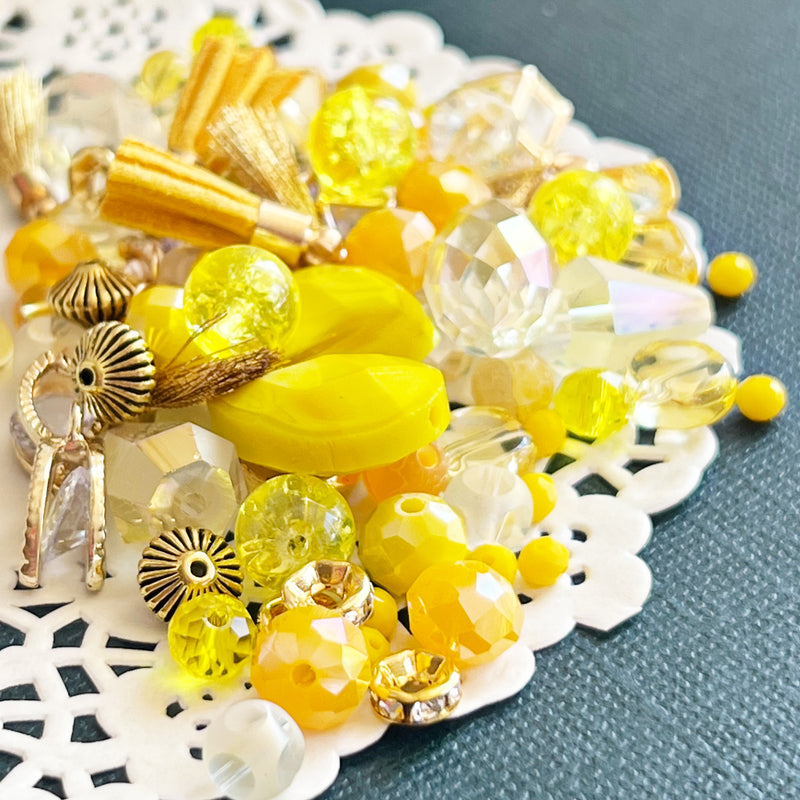 Mini Bead Mix in Lemon Yellow Sun