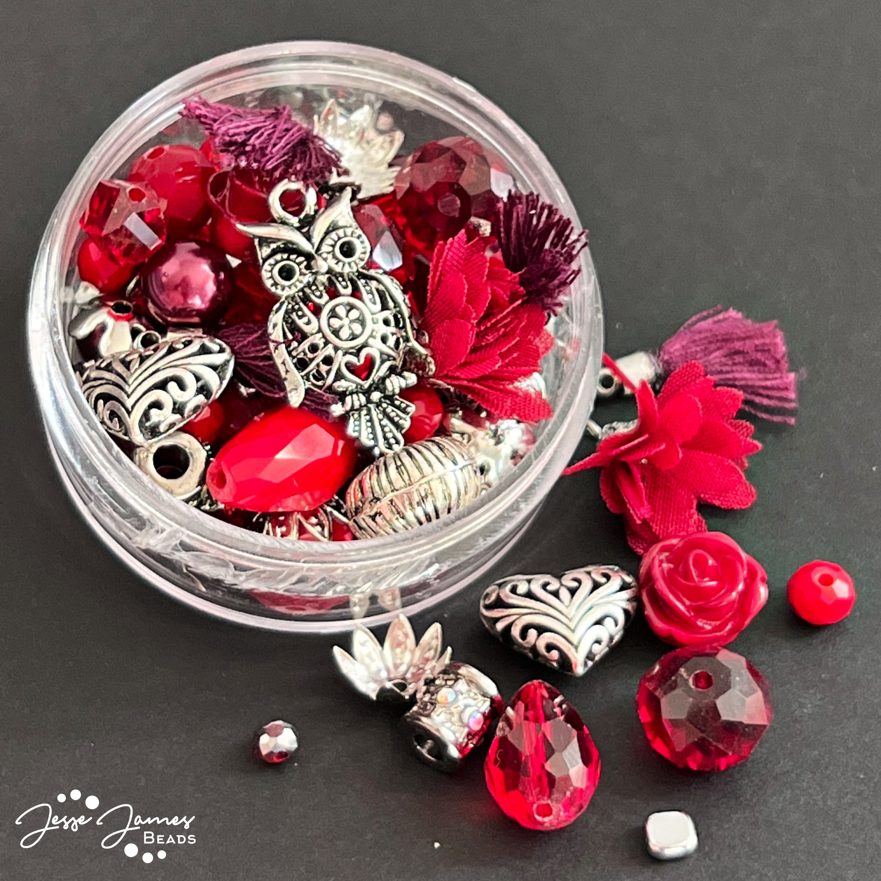 Mini Bead Mix in Bing Cherry