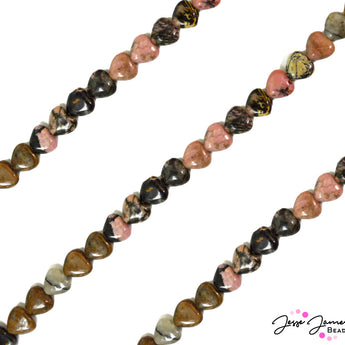 All Heart Stone Bead Strand in Rhodonite