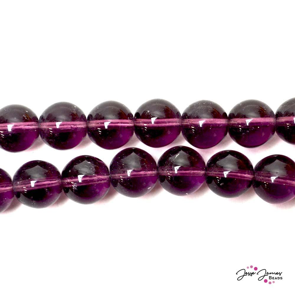 Amethyst 12mm Czech Glass Round Druk Beads