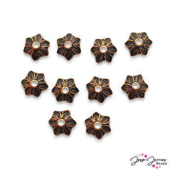 Antique Copper Leaf Bead Cap Set