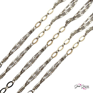 Chain Figaro Triple-Strand in Gunmetal