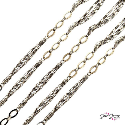 Chain Figaro Triple-Strand in Gunmetal