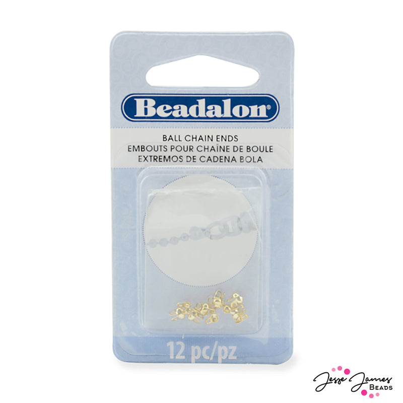 Beadalon Ball Chain End Findings, Gold