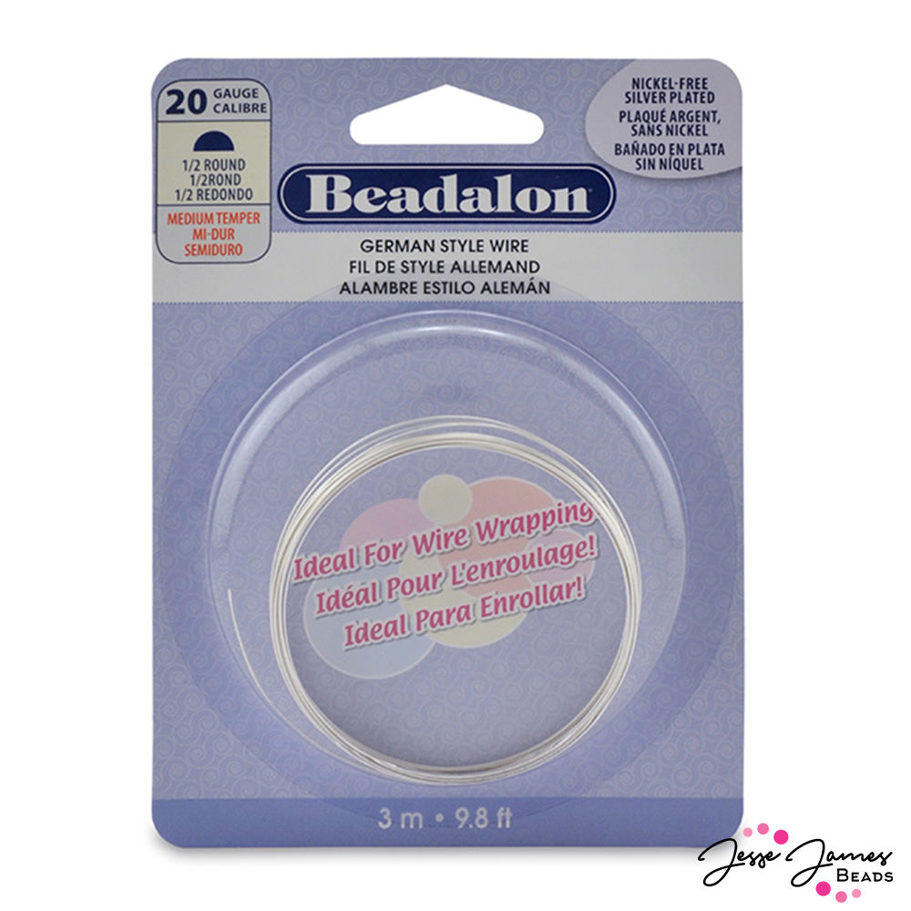 Beadalon German Style Half Round Wire in 20 Gauge Silver