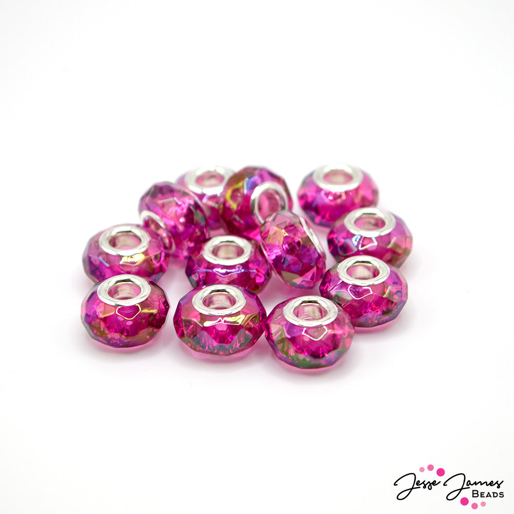 Beads By The Dozen in Pink Neon Lights Large Hole Beads