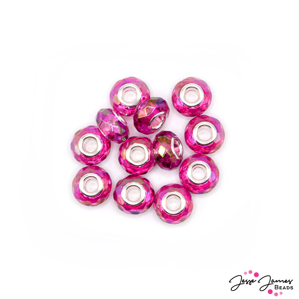 Beads By The Dozen in Pink Neon Lights Large Hole Beads