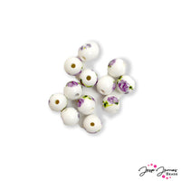 Beads by The Dozen In Purple Roses