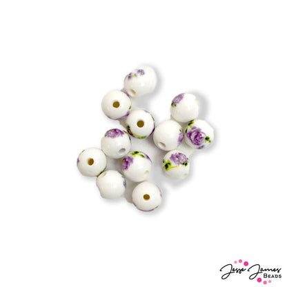 Beads by The Dozen In Purple Roses