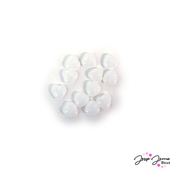 These milky white heart beads are perfect for adding a neutral touch to any lovely design project. Beads come in a set of 12. Each bead measures 11mm x 11mm x 4mm.