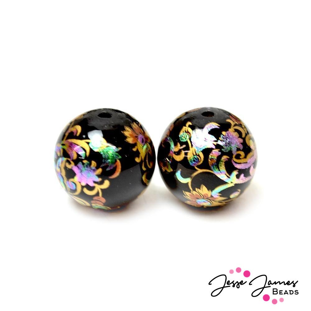 Japanese Tensha Bead Pair Holographic Haze 18MM