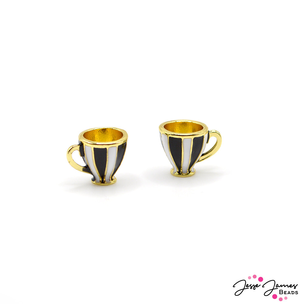 Enamel Teacup Charms in Classic Black