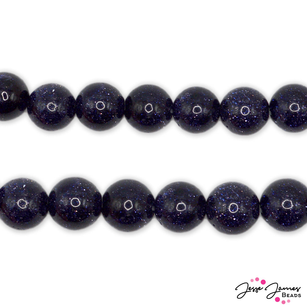 Blue Goldstone 10mm and 8mm Duo