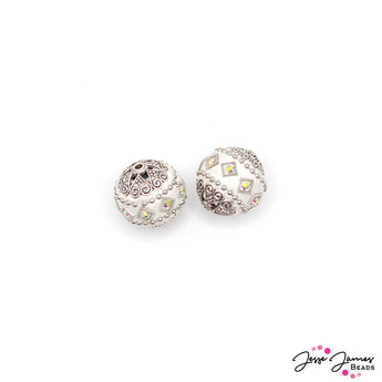 Boho Bead Pair in Snow Cap