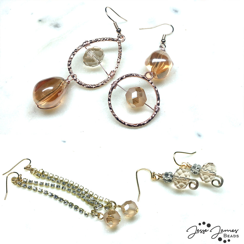 Champagne Beaded Earrings Sets with Jesse James Beads by Brittany Chavers