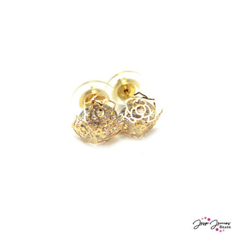 Cage Crystal Rose Earring Components