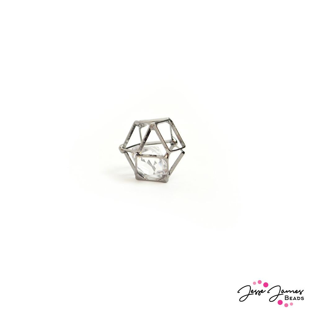 Gunmetal Cage Crystal Mini Bead 12mm