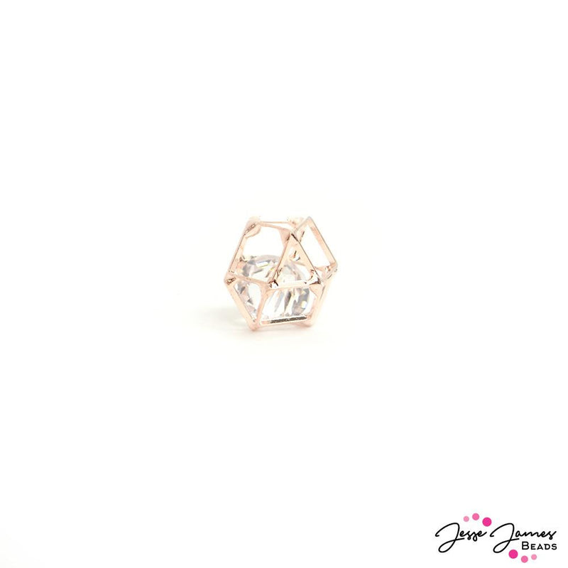 Caged Crystal Bead in Rose Gold 12mm