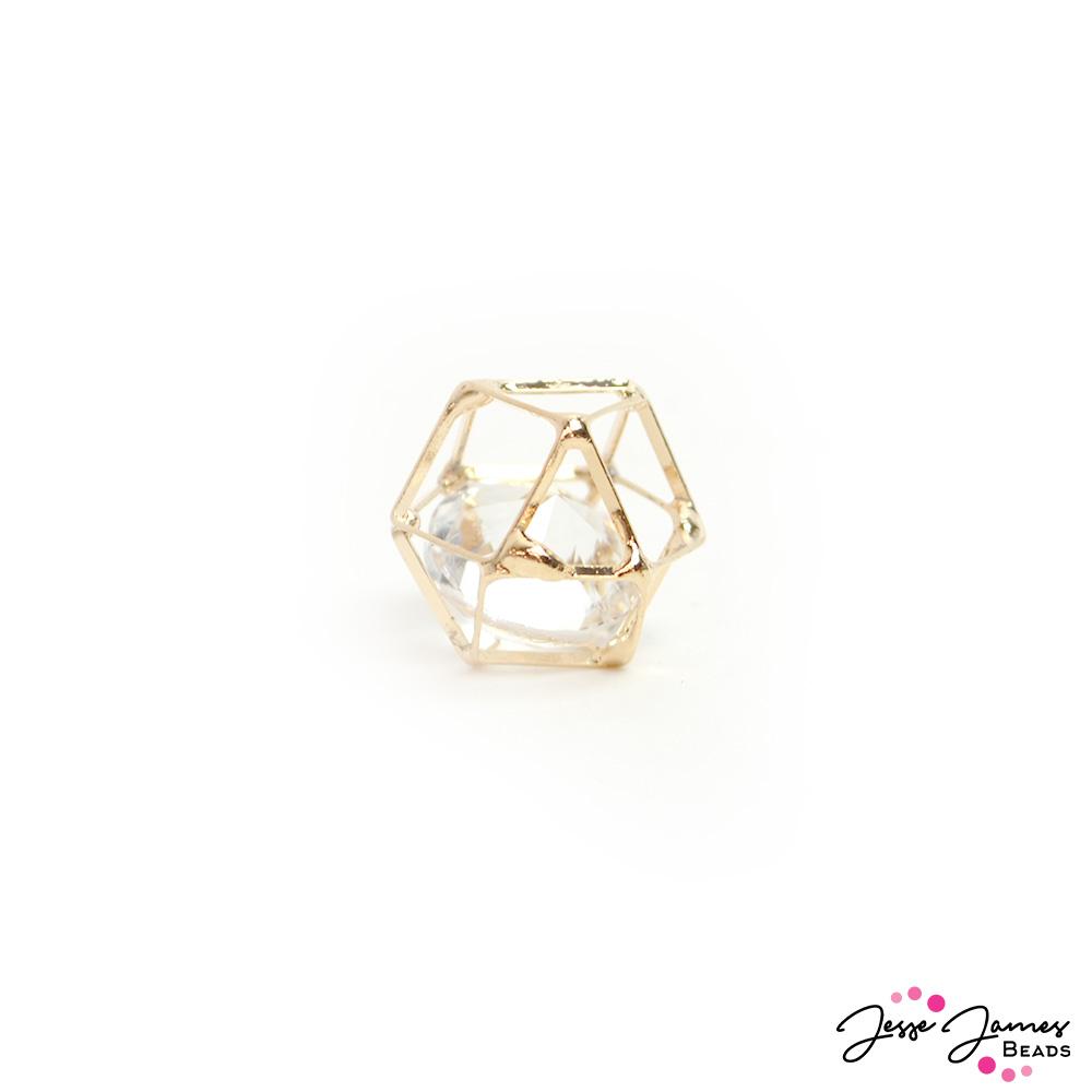 Caged Crystal Bead in Gold 14mm