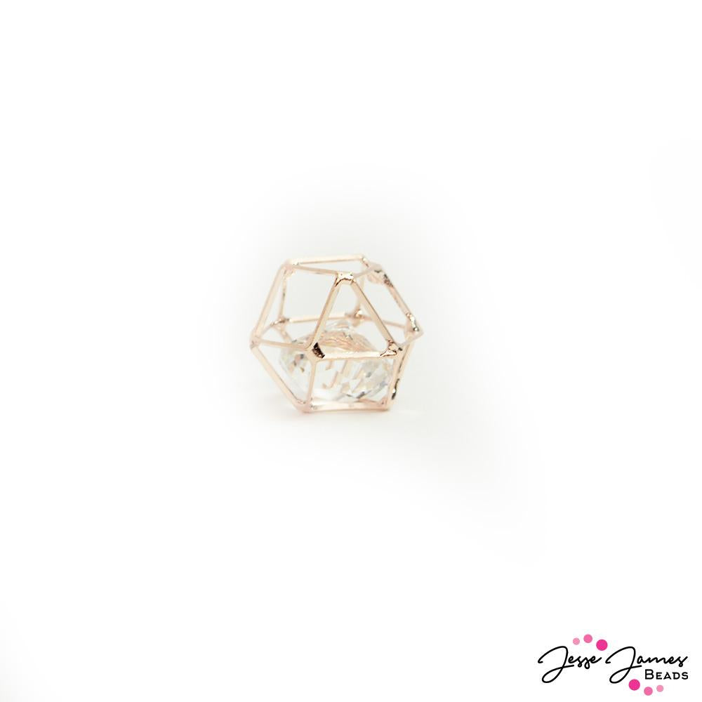 Caged Crystal Bead in Rose Gold 14mm