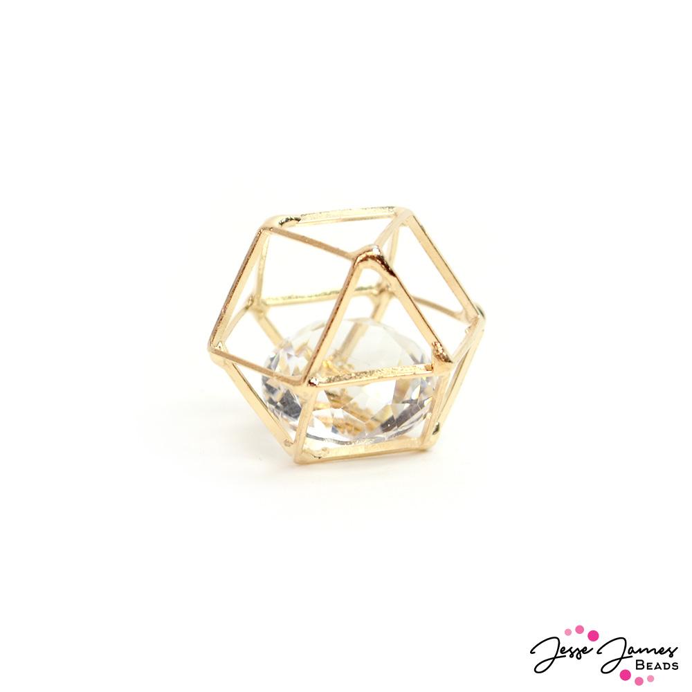 Caged Crystal Bead in Gold 20mm