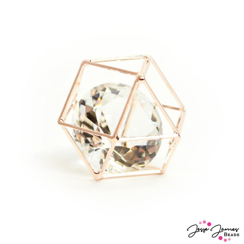 Caged Crystal Bead in Rose Gold 25mm