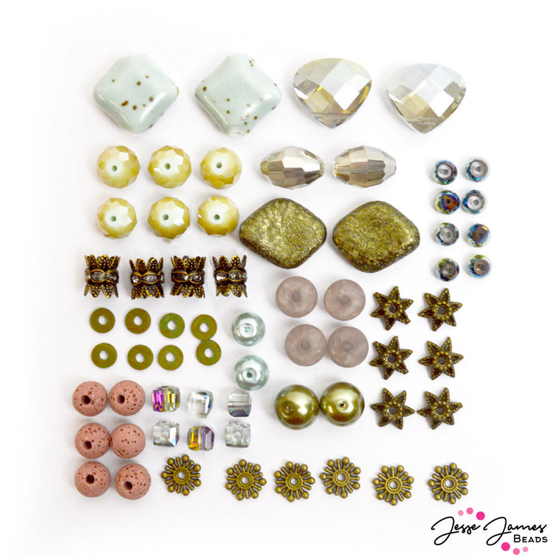 Sage Color Trends bead mix by Jesse James Beads features Faceted Glass beads, custom metal beads, and more.