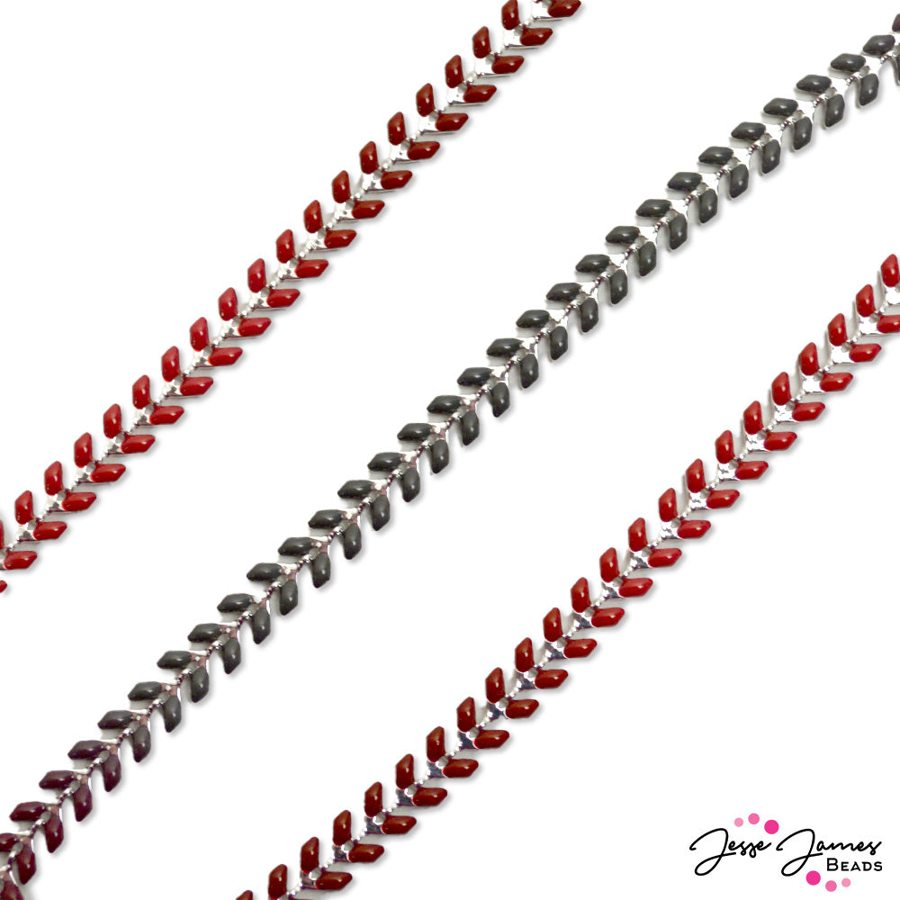 Color Trends Custom Dyed Enamel Chain in Gunmetal Roses