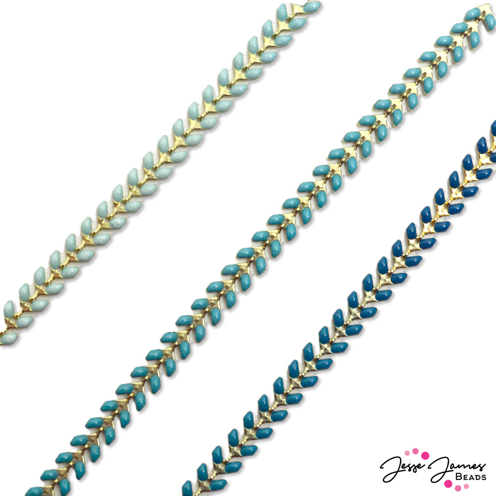 Color Trends Custom Dyed Enamel Chain in Ocean