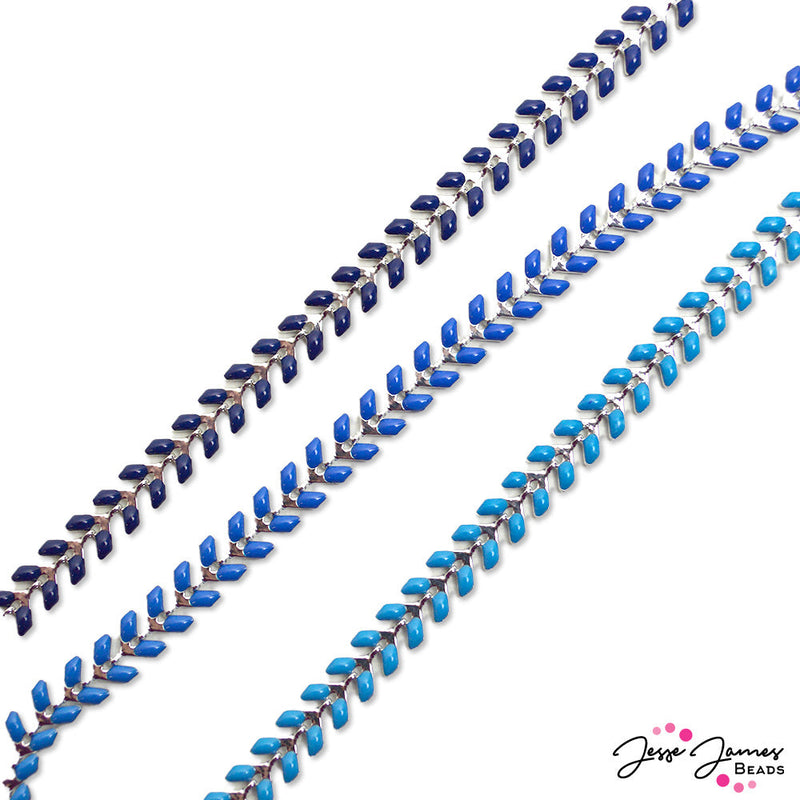 Color Trends Custom Dyed Enamel Chain in Parisian Blue